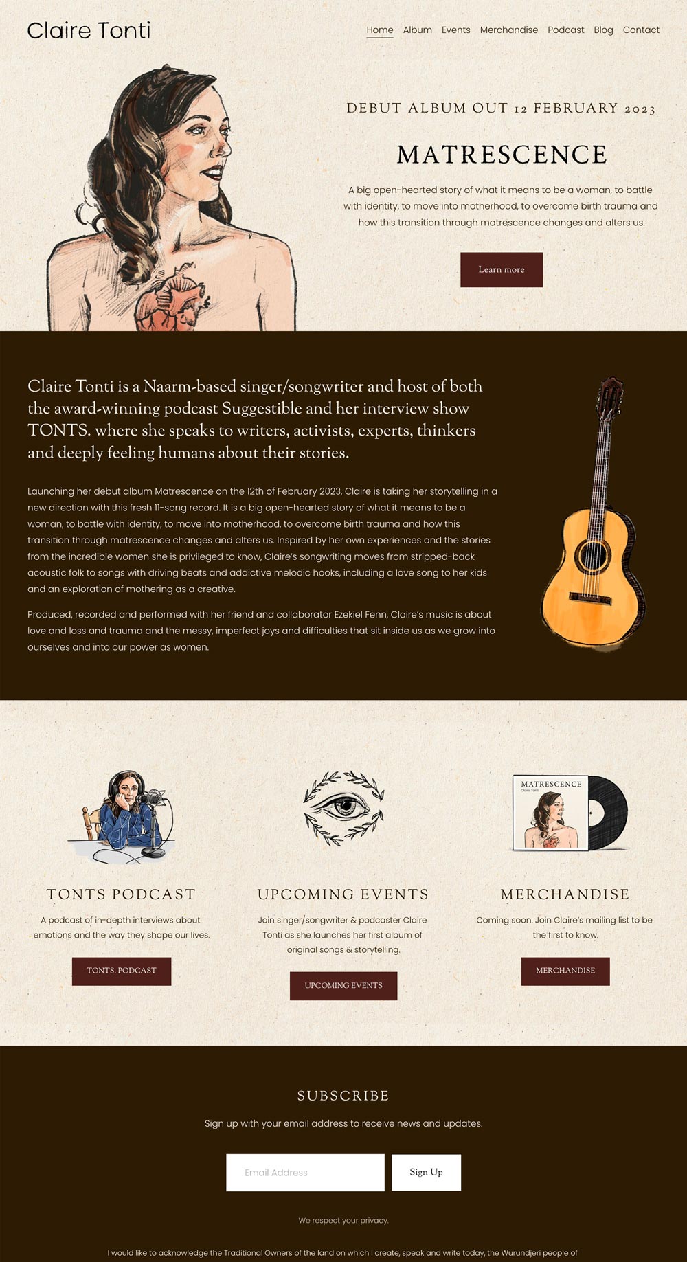 Claire Tonti website design by Emma Hackett Design