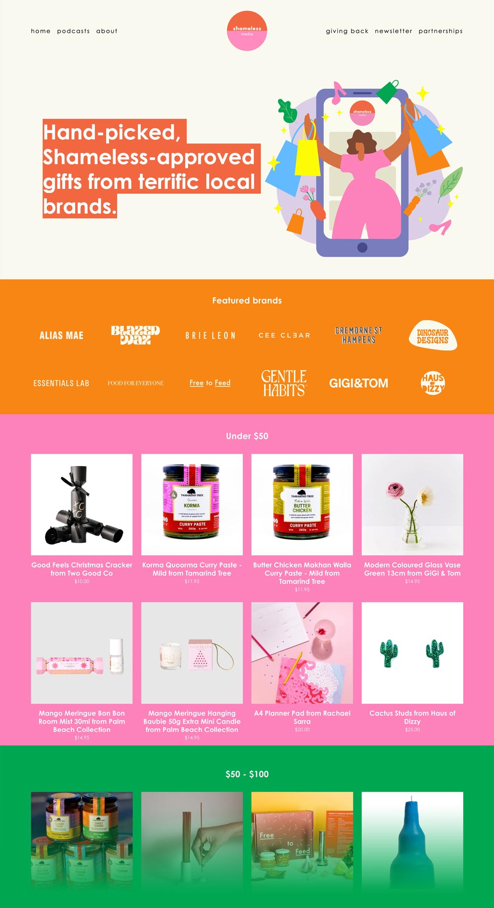 Shameless Media Gift Guide Website by Emma Hackett Design