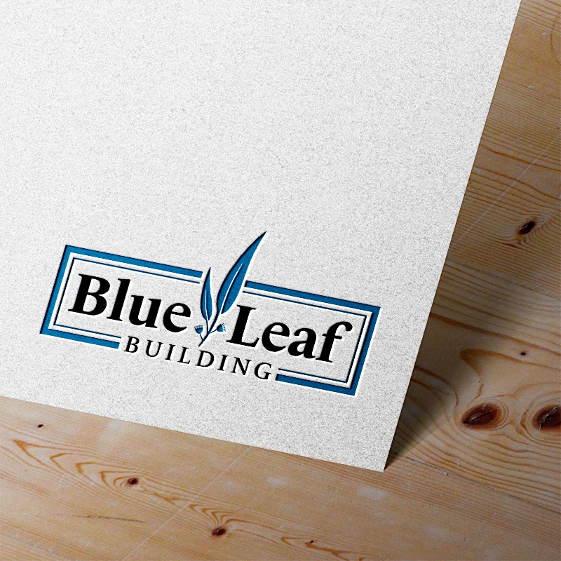 Blue Leaf Building Logo Design by Emma Hackett Design