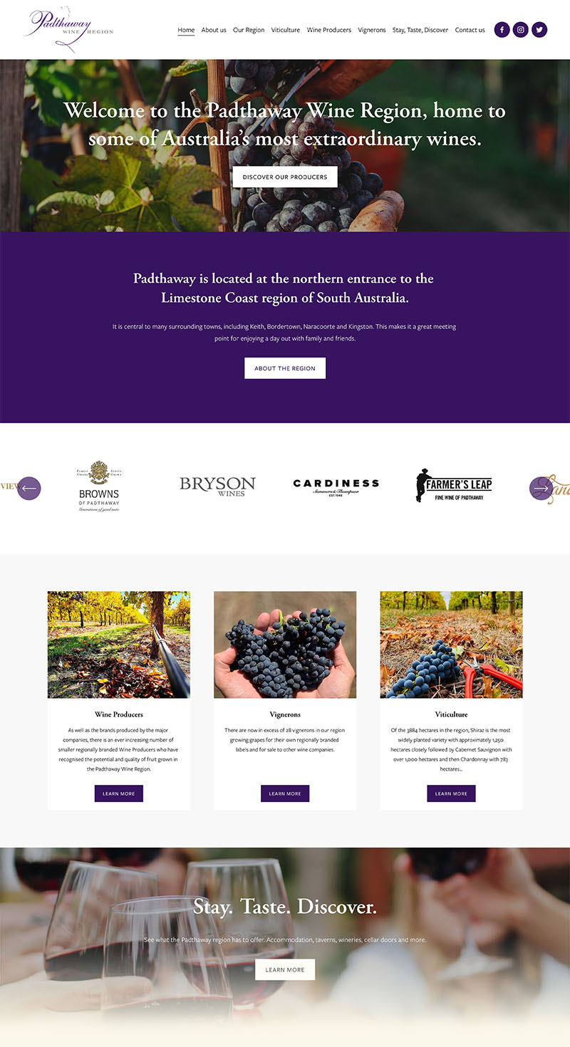 Padthaway Wine Region Website by Emma Hackett Design