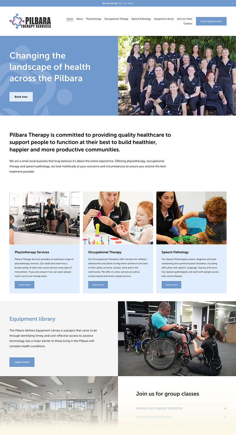 Pilbara Therapy Services Website Design by Emma Hackett Design