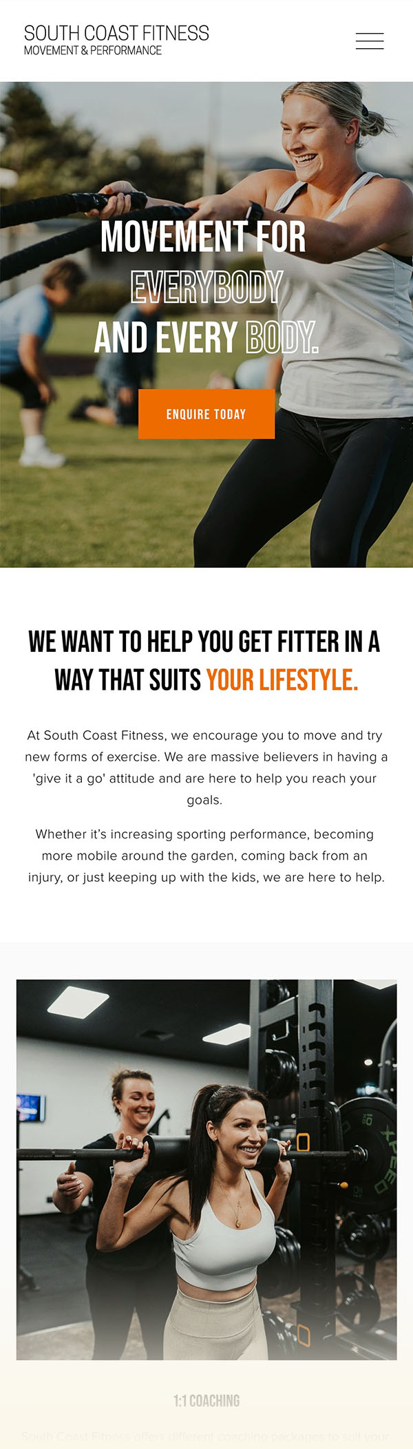 South Coast Fitness Website Design by Emma Hackett Design