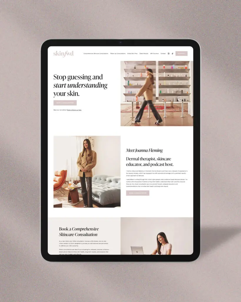 Skinfwd website by Emma Hackett Design